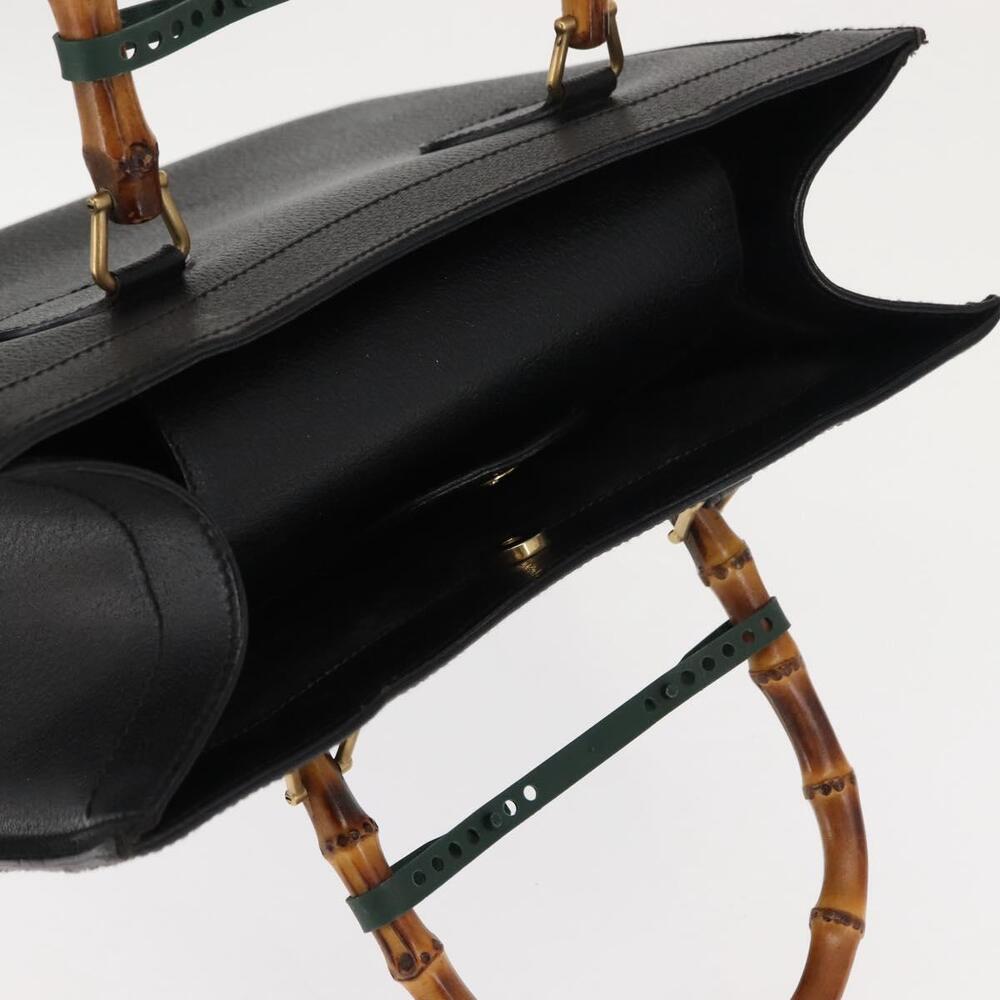 GUCCI Bamboo Hand Bag Leather Black Auth ep11149 - Picture 6 of 16